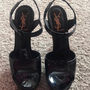 YSL black patent leather high heels